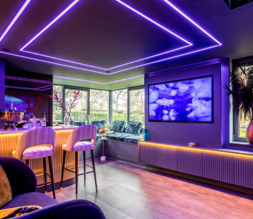 Home bar design with entertainment space