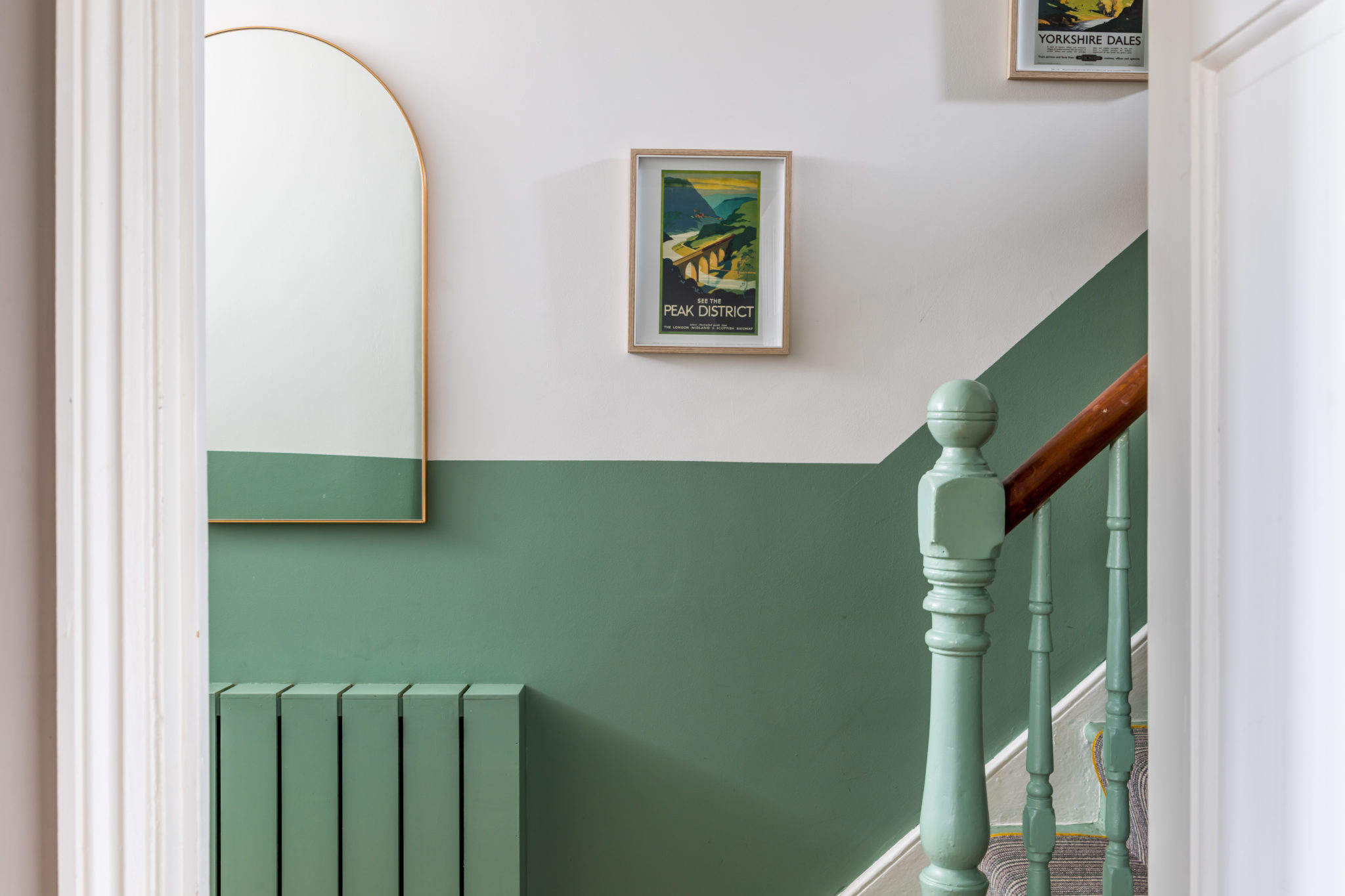 Victorian terrace hallway in green