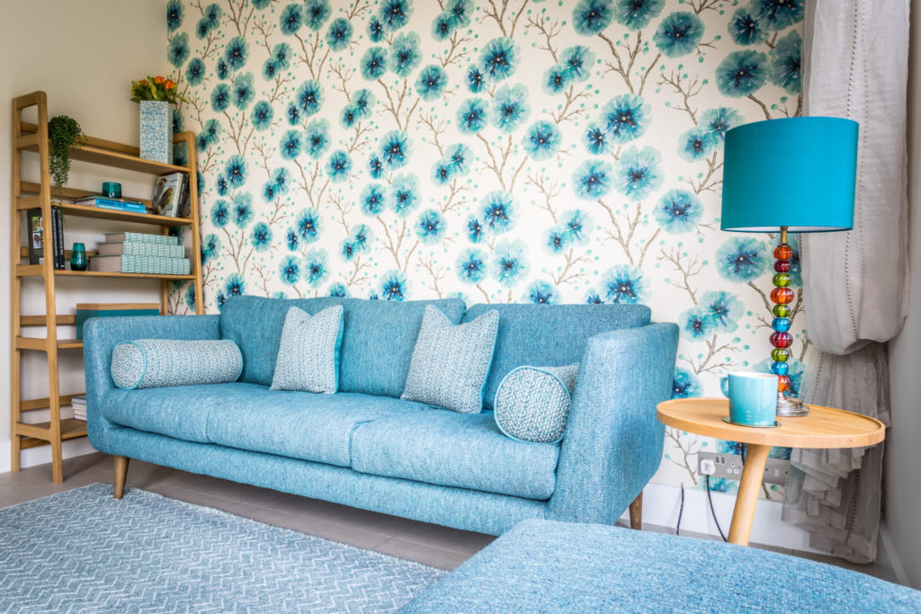 Wow factor wallpaper in the living room of our Putney Interior Design Project